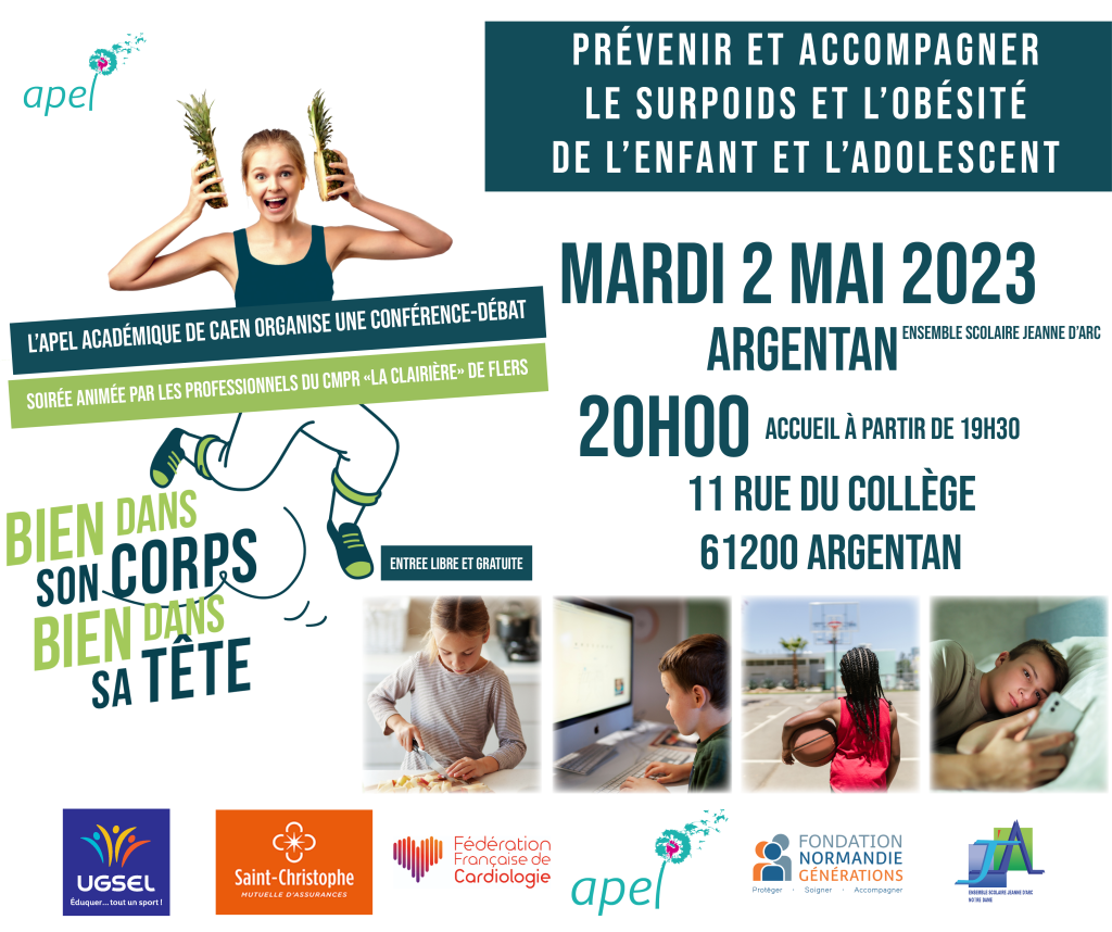 [ÉVÉNEMENT] Le CMPR « La Clairière » de Flers vous donne RDV le 2 mai 2023 à Argentan dans le cadre d’une conférence-débat sur le thème de l’obésité chez l’enfant et l’adolescent